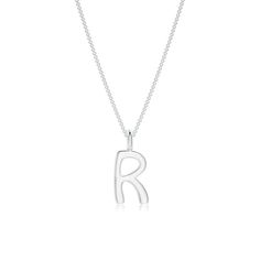 Crafted in 14k white gold, this is an alluring and stylish initial pendant. Its sleek and minimalistic design showcases the letter "R" in uppercase. Minimalist Monogram Initial Necklace In White Gold, Minimalist White Gold Monogram Initial Necklace, Minimalist White Gold Initial Necklace, Sterling Silver White Initial Pendant Necklace, White Sterling Silver Initial Pendant Necklace, Modern Sterling Silver Initial Pendant Necklace, Capital R, R Initial, Plain Jewelry