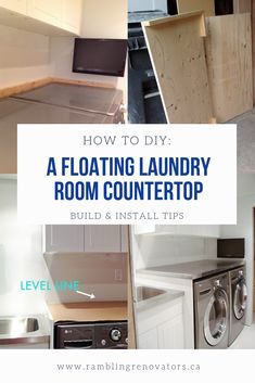 the words how to diy a floating laundry room countertop build and install tips