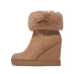 Introducing our Khaki Vegan Suede Faux Fur Ankle Boots! Stay stylish and comfortable with these wedge platform booties. Made with cruelty-free materials for a guilt-free fashion statement. Color: Khaki Material: Vegan suede Heel Type: Wedge heel Heel height: 4.72" / 120 mm approx Product measurements were taken using size 8. Please note that measurements may vary by size. Toe: Closed toe Khaki wedge booties with faux fur accents at the top Handcrafted US sizing. Fits true to size. Wedge Platform Boots, Fur Ankle Boots, Free Fashion, Platform Wedge Heels, Platform Ankle Boots, Platform Wedge, Guilt Free, Wedge Boots, Heel Type