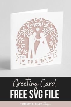 a wedding card with the text greeting card free svg file