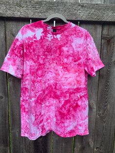 100% cotton shirt custom tie dyed. Size XL. Please keep in mind that colors vary between screens and in person. I don't use filters in the hopes of presenting the most accurate colors when viewing on a computer. Pink Tie Dye Shirts, Dye Shirt, Pink Tie Dye, Custom Ties, Tie Dye Shirts, Ice Dyeing, Tie Dye T Shirts, Tie Dyed, Dye T Shirt