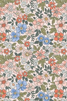 an image of a flower pattern with many colors and flowers on the bottom half of it