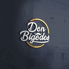 the logo for don biggodes is shown in gold and white on a black background