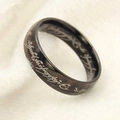 Lord Of The Ring-Rings-Kirijewels.com-6-Black Gun Plated-Kirijewels.com Lord Of The Rings Ring, Letter Rings, Lord Of The Ring, Stacked Wedding Rings, Men Rings, Power Ring, Letter Ring, Rings Gold, Titanium Rings