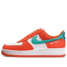 The Nike Air Force 1 '07 LV8 'Athletic Club Rush Orange Washed Teal' is a classic sneaker with a modern twist. Featuring a white leather base, orange suede overlays and green leather swooshes, this sneaker is perfect for any activity. The vintage Nike Athletics Club tongue label and insole, along with a special stitched patch on the heel, complete the design. This sneaker is sure to make a statement and provide comfort and style. (AF1/SNKR/Skate/Men's/Low Top/Breathable/Wear-resistant) Skate Man, Athletic Clubs, Air Force 1 Low, Classic Sneakers, Vintage Nike, Rush, Air Force 1, Green Leather, Nike Air Force