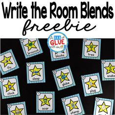 a classroom poster with the words write the room blends freebie and yellow stars