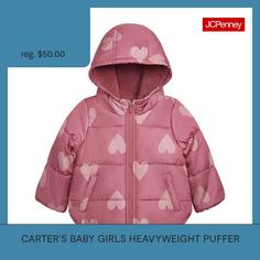 Features: Wind ResistantClosure Type: ZipperNeckline: Hooded NeckPockets: 2 Front Slip PocketsSleeve Length: Long SleeveWarmth Factor: HeavyweightOuterwear Length: MidFiber Content: 100% PolyesterFabric Description: PongeeFilling Content: 100% PolyfillLining Material: FleeceCoat Style: Puffer JacketsCare: Tumble Dry, Machine WashCountry of Origin: Imported Color Heart, Puffer Jacket, Puffer, Coats Jackets, Pink, Color