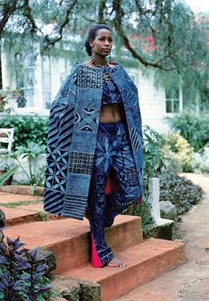 African Heritage first model, the Late Irene Mugambi, in Nigerian Adire cloth Adire Cloth, Nigerian Art, Adire Styles, African Indigo, Afrikaanse Mode, African Heritage, African Fashion Women Clothing, African Textiles, African Inspired Fashion