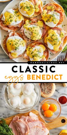 A Mother's Day brunch recipe featuring the perfect poached eggs! Served with an easy hollandaise sauce that's prepared in the blender, these homemade eggs benedict are the BEST. Serve them on Easter Sunday breakfast first! Country Benedict, Best Eggs Benedict, Blender Hollandaise Sauce, Egg Bakes, Blender Hollandaise, Benedict Recipe, Eggs Benedict Recipe, Sauce Hollandaise, Brunch Recipe