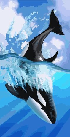 Animals In The Ocean Drawing, Whales Painting, Orca Whale Art, Orca Drawing, Orca Painting, Canvas Acrylic Painting Ideas, Painting Ideas On Canvas Acrylic, Acrylic Painting Ideas On Canvas, Cute Painting Ideas