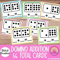 domino addition 5 - 6 total cards with numbers