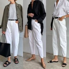 Outfits With White Pants, Old Money Summer Outfits, Old Money Summer, White Pants Outfit, Chique Outfit, Stylish Outfits For Women Over 50, Over 60 Fashion, 60 Fashion, Casual Chic Outfit