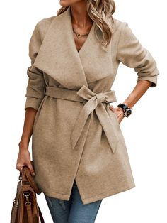 PRICES MAY VARY. Size: S=US 4-6, M=US 8-10, L=US 12-14, XL=US 16-18. Womens pea coat is made of polyester viscose fabric, ensuring warm and cozy during the cold fall and winter. Unique Design: Winter coats for women / open front coats for women/ peacoat womens coat / wool coat for women / trench coat women mid length / womens winter coat long sleeve / lapel winter jackets for women / womens pea coat oversized / solid color / belted / casual fall coats for women 2023 Easy Match: Women's wool & pe Peacoat Womens, Casual Winter Coat, Long Winter Coats Women, Pea Coats Women, Winter Trench Coat, Coat Winter, Wool Peacoat, Cape Coat, Fall Coat