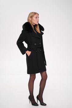 Description: A timeless wardrobe staple, this cashmere/wool coat exudes luxe sophistication. Plush genuine fur trim and classic fit - perfect fresh addition to new season's wardrobe. Product Details: Outer Fabric: 64% Cashmere, 33% Wool, 3% Elastane Genuine Polar fox fur (dyed) Please note: product color may slightly vary due to photographic lighting sources or your monitor settings. Each garment with natural fur will have slightly different color tone. Fur is detachable Lined for comfort with l Timeless Wardrobe, Timeless Wardrobe Staples, Color Tone, Cashmere Wool, Photographic Lighting, Fox Fur, Fur Trim, Wool Coat, Full Sleeve