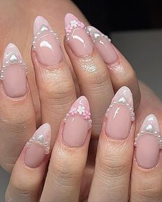 #nails #nailart #nailsinspo #nailsofinstagram #aesthetic Pink Frenchies, Pink Ribbon Nails, Funky Nail Art, Cute Coquette, Soft Nails