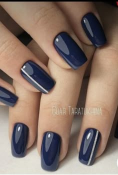 Blue Polish Nail Designs, Navy Gray Nails, Winter Nails Navy Blue, Graphite Nails, Red White And Blue Nails Simple, Blue Gel Manicure, Navy Nails, Navy Blue Nails, Sassy Nails