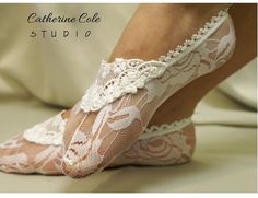 Lace socks...LOVE!! Bridesmaid Flats, Socks Heels, Lace Trend, Maternity Wedding, Trendy Outerwear, Wedding Shoes Lace, Heels White, Bridal Wedding Shoes, Wedding Shoes Flats