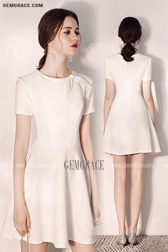 Cute Bow Knot Round Neck Little White Hoco Dress With Sleeves Ref#HTX97072 at GemGrace. #HomecomingDresses Shop now to get $10 off. Pro custom-made service for wedding dress, formal dress. View Homecoming Dresses,Short Homecoming Dresses,White Homecoming Dresses,Cute Homecoming Dresses for more ideas. Click to shop now! #BuyableHomecomingDresses White A-line Mini Dress With Bow, Casual White Dress With Bow, Hoco Dress With Sleeves, White Hoco Dress, Homecoming Dresses White, Homecoming Dresses Cheap, Dresses Semi Formal, Trendy Dress Styles, Dresses In Black