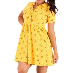 New With Tags Dance Through Fields Of Flowers At Hundred Acre Wood With Cakeworthy’s Winnie The Pooh Button Up Dress. Sweet As Honey- This Dress Is The Perfect Shade Of Winnie The Pooh Yellow, With A Dancing Pooh And Honey Bee Print From Top To Bottom. 95% Cotton / 5% Elastane Winnie The Pooh Dress, Pooh Dress, Fields Of Flowers, Bee Print, Button Up Dress, Disney Winnie The Pooh, Honey Bee, Winnie The Pooh, Dancing