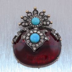 1840's Antique Victorian 9k Gold Turquoise Diamond Garnet Brooch Pendant Pin | eBay Antique Jeweled Brooches For Gifts, Turquoise Brooch For Formal Occasions, Heirloom Brooches With Cabochon For Gifts, Victorian Turquoise Gemstone Jewelry, Victorian Turquoise Jewelry For Anniversary, Turquoise Victorian Jewelry For Anniversary, Turquoise Brooch Jewelry Gift, Turquoise Cabochon Brooch As A Gift, Turquoise Cabochon Brooch For Gift