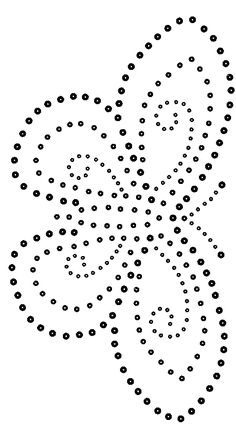 an abstract black and white drawing of a fish with dots in it's body