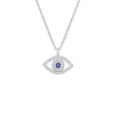 Evil Eye Sapphire and Diamond Pendant - Silver. An ancient symbol of protection, this delightfully chic pendant sparkles diamonds in the form of an evil eye with a sapphire in the center. Stylish and symbolic, this design is perfect on its own or easily matched with other necklaces (1/8 total carat weight). Ally Aesthetic, Sapphire Necklaces, Symbol Of Protection, Sapphire Necklace Pendants, Sapphire Pendant, Ancient Symbols, Evil Eye Pendant, Brilliant Earth, Sapphire Necklace