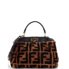 Leather handbag Fendi Brown in Leather - 41193005 Fendi Peekaboo Mini, Peekaboo Color, Fendi Store, Fendi Mini, How To Make Handbags, Small Handbags, Fendi Bags