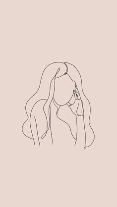 a line drawing of a woman with her head in her hands