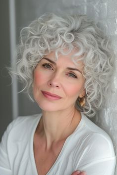 93+ Curly Hairstyles for Women Over 60 Curly Gray Hair, Grey Hair Journey, Medium Length Curls, Older Women's Hairstyles, Bob Haircut Curly, Layered Haircuts For Medium Hair