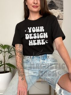 Black Band Merch Top With Custom Print, Black Band Merch Shirt With Custom Print, Black Shirt With Custom Print And Relaxed Fit, Aesthetic Mockup, Canvas Mockup, T Shirt Mockup, Black Model, Digital Nature, Tshirt Mockup