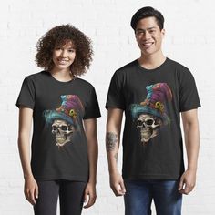 Get my art printed on awesome products. Support me at Redbubble #RBandME: https://www.redbubble.com/i/t-shirt/Skull-Hat-Clown-Jester-by-GarmentGallery/144455860.FB110?asc=u Bebe T Shirt, Skull Design, Comfy Tees, Fashion Essentials, Gray Tshirt, Rock Bands, Skeleton