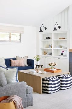 a living room filled with furniture and a fire place