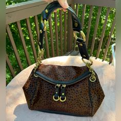 Banana Republic Made Of Cow Leather With Gold Accents And Hair On Hide Dyed In Leopard Print Double Zipper On Pouch Hobo Shape Brand New- Tags Not Attached But Never Used Calf Hair, Cow Leather, Gold Accents, Banana Republic, Leopard Print, Satchel, Cow, Fashion Inspo, Bag Lady