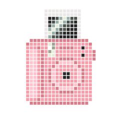 a pink and black square object on a white background with squares in the shape of an elephant