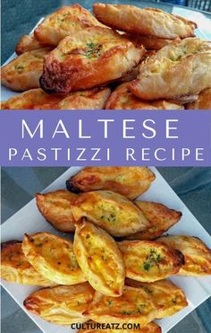 two pictures with different types of pastries on them and the words maltese pasta recipe