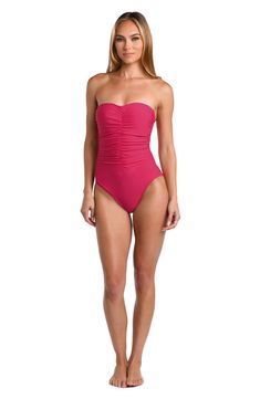 Removable straps make tanlines optional when you choose this ruched one-piece swimsuit designed with powermesh for a supportive, shaping fit. Pull-on style Removable, adjustable straps Removable cups Moderate back coverage 80% nylon, 20% elastane Hand wash, line dry Imported lined Fitted One-piece Swimwear With Ruched Bodice, Fitted Swimwear With Ruched Bodice For Pool, Ruched Nylon Tankini For Beach Season, Nylon Ruched Tankini For Beach Season, Fitted Swimwear With Ruched Back For Poolside, Fitted Swimwear With Ruched Bodice For Beachwear, Fitted Ruched Back Swimwear For Pool, Pink Ruched Beachwear Swimwear, Pink Ruched Tankini For Pool