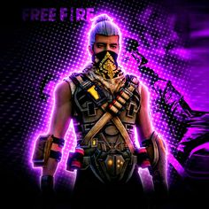 an image of a man in front of a purple background with the words free fire on it