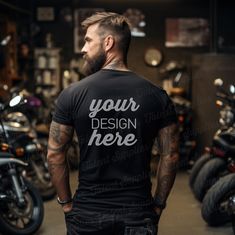 Black Graphic Print T-shirt For Biker Events, Black Biker T-shirt For Biker Events, Black Biker T-shirt For Fan Merchandise, Black Biker T-shirt With Custom Print, Black Biker T-shirt For Motorcycling, Biker T-shirt With Sublimation Print For Biker Events, Motorcycle Men, Biker T Shirts, Back View