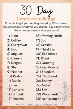 the 30 day creative challenge is here to help you plan your next project and get organized