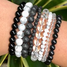 Energy Chakras, Crystal Beaded Bracelets, Black Obsidian Bracelet, Girly Bracelets, Crystal Bead Jewelry, Obsidian Bracelet, Lava Stone Bracelet, Wrist Jewelry, Crystals For Sale