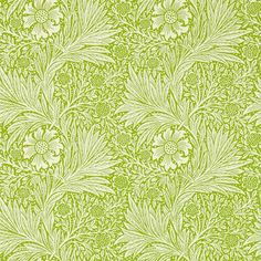 a green and white wallpaper with flowers