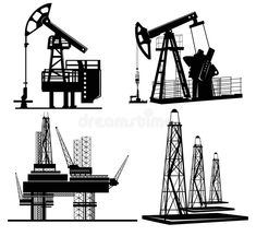 oil pumps and rigs silhouettes