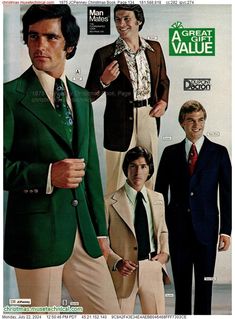 70s Male Fashion, 1970s Mens Fashion, Jcpenney Christmas Catalog, 70s Fashion Men, Decades Fashion, 70s Men, Classy Suits, Seventies Fashion