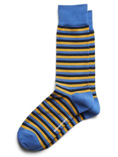 A soft sock in a breathable stretch-cotton blend with rib-knit openings and angled toe seams for a better, more comfortable fit.  Fits men's shoe sizes 8-12. Sock Drawer, Soft Sock, Men's Shoe, Striped Socks, Men Shoes Size, Color Stripes, Three Color, Men's Accessories, Mens Socks