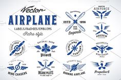 vintage airplane emblems and badges