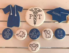 decorated cookies with medical symbols and graduation caps