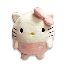 a hello kitty stuffed animal with a pink bow on it's head and eyes