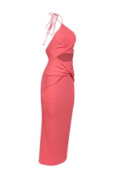 Ready for summer adventures? Look no further than our Significant Other ribbed knit halter dress in vibrant coral orange. With a flattering midi length and playful cut-out detail, this dress is perfect for sunny days. Add some mule sandals and chic sunnies for a complete look. Size 2 Shell 97% Polyester, 3% Elastane Lining 95% Polyester, 5% Elastane Pullover Halter neck tie Midsection cut out Cross front detail Bust 30" Waist 26" Length 57" Ribbed Midi Dress For Summer Day Out, Ribbed Midi Dress For A Summer Day Out, Summer Ribbed Midi Dress For Night Out, Summer Ribbed Halter Neck Dress, Spring Bodycon Ruched Halter Dress, Summer Ribbed Midi Party Dress, Solid Color Bodycon Midi Dress With Halter Neck, Spring Pink Midi Dress With Cutout, Pink Cutout Midi Dress For Spring