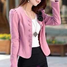 Puff Sleeve Blazer, Short Bow, Bow Coat, Hooded Blazer, Coat Street Style, Coat White, Slim Suit, Style Coat, Women Sleeve