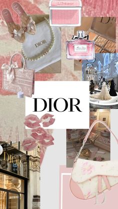 a collage of photos with the words dior on it